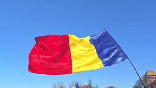 Just now protest for CalinGeorgescu AUR Bucharest Romania Flag