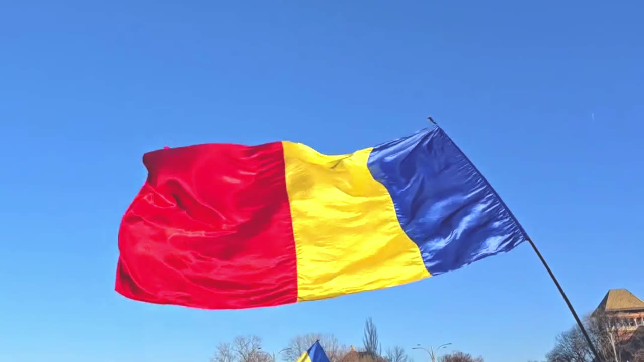 Just now protest for CalinGeorgescu AUR Bucharest Romania Flag