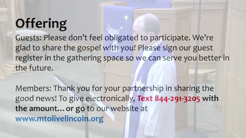 Worship From Mt. Olive Ev. Lutheran Church
