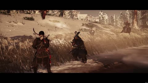 Battle94 Jin Sakai rescuses a Japanese from Moguls in Snowy plains Ghost of Tushima