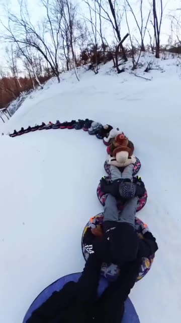 Sledding Down A Mountain Connected Like A Train