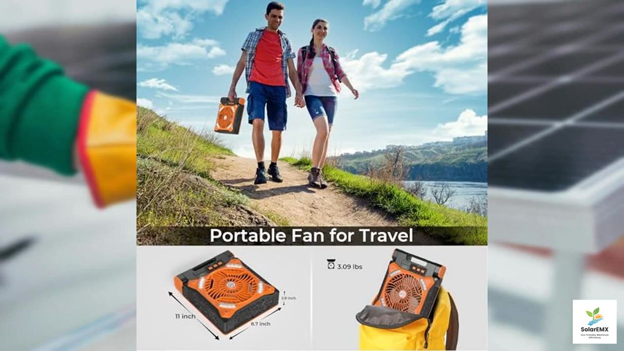 KITWLEMEN Upgraded Solar Camping Fan with Lantern