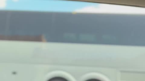 Busses are seen bringing in protesters for the No Kings Day Protest yesterday in Texas