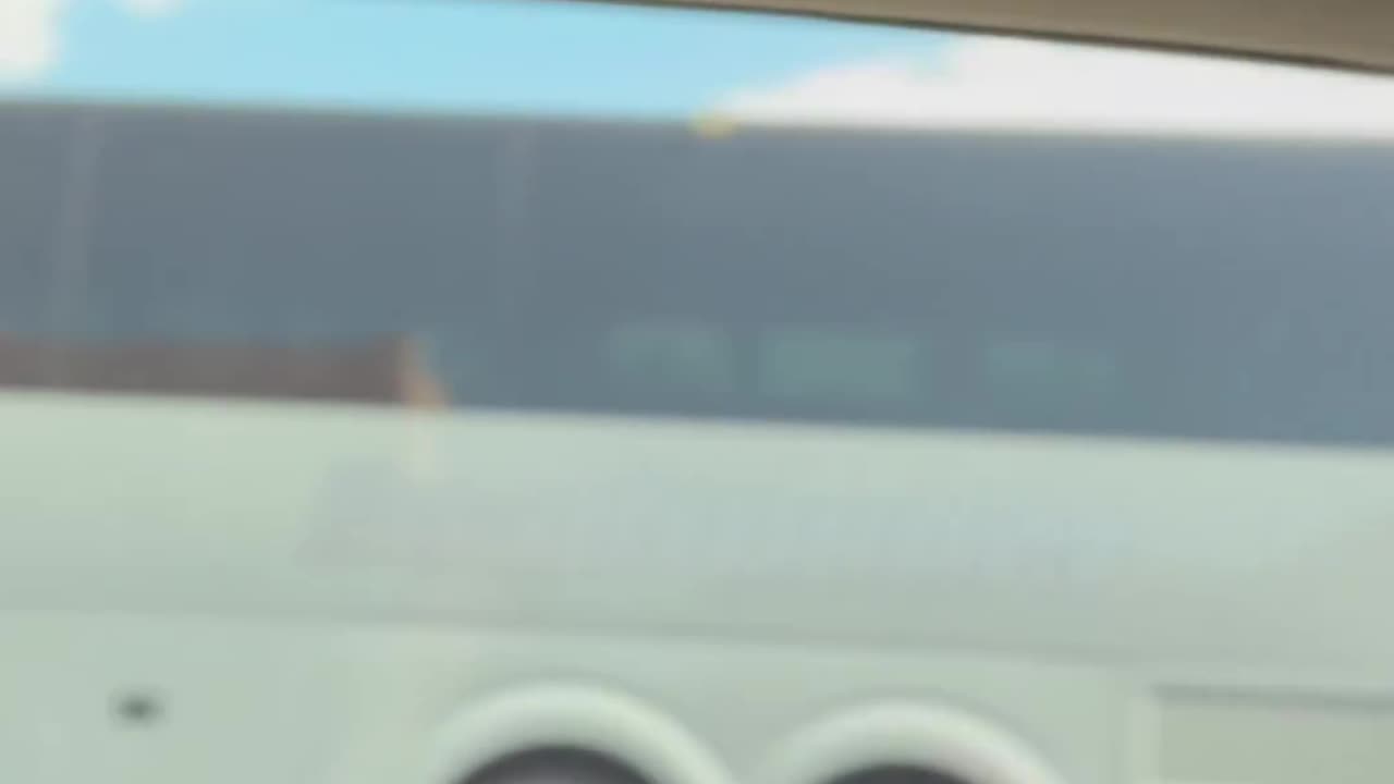Busses are seen bringing in protesters for the No Kings Day Protest yesterday in Texas