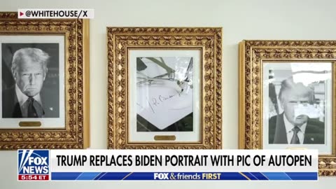 Trump Hilariously Replaces Bidens Portrait With Photo Of Autopen