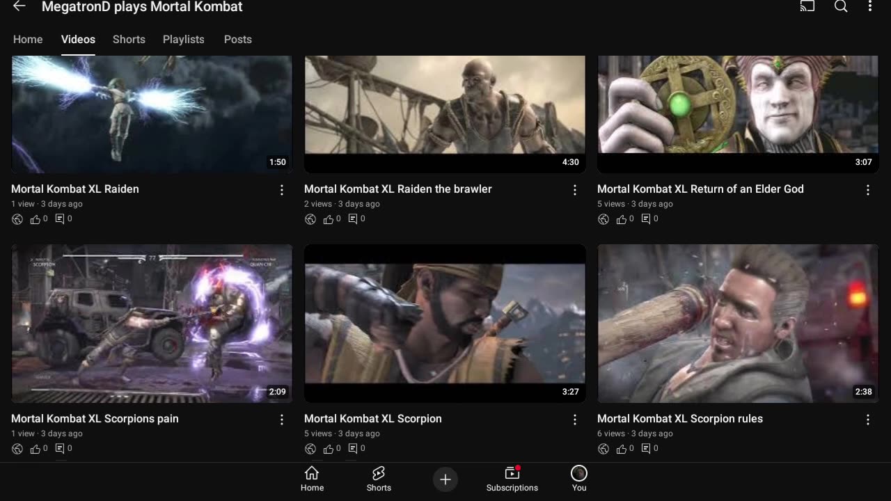 My Mortal Kombat account, MegatronD