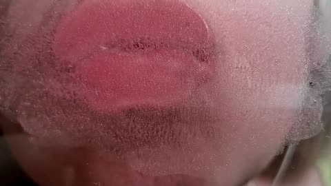 asmr sparkly lipgloss glass kissing