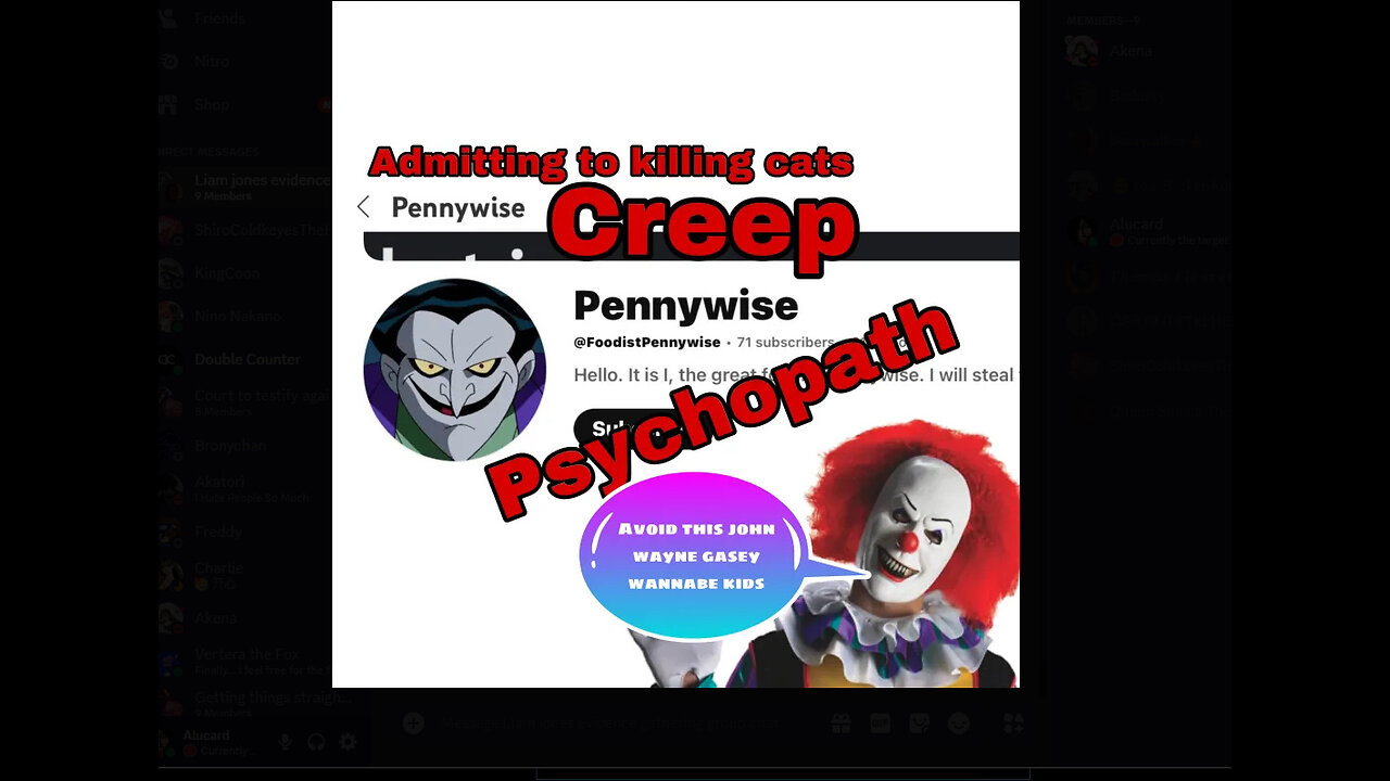 Foodist Pennywise Belongs in jail Admitting animal cruelty & worse