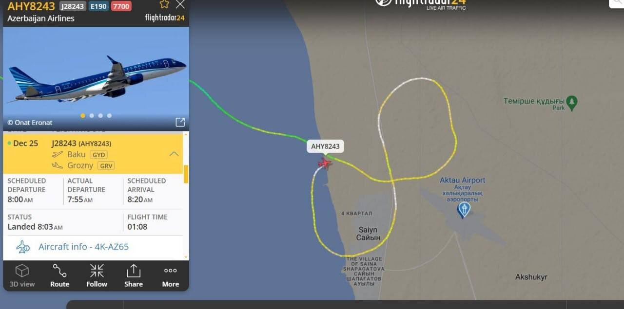❗️❗️A passenger plane en route from Baku to Grozny has crashed near Aktau