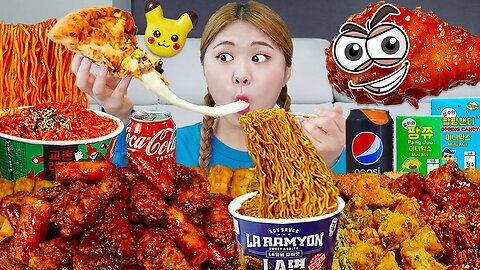 Mukbang Black bean noodles & Chicken swicy food EATING