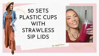 50 Sets Plastic Cups with Strawless Sip Lids review