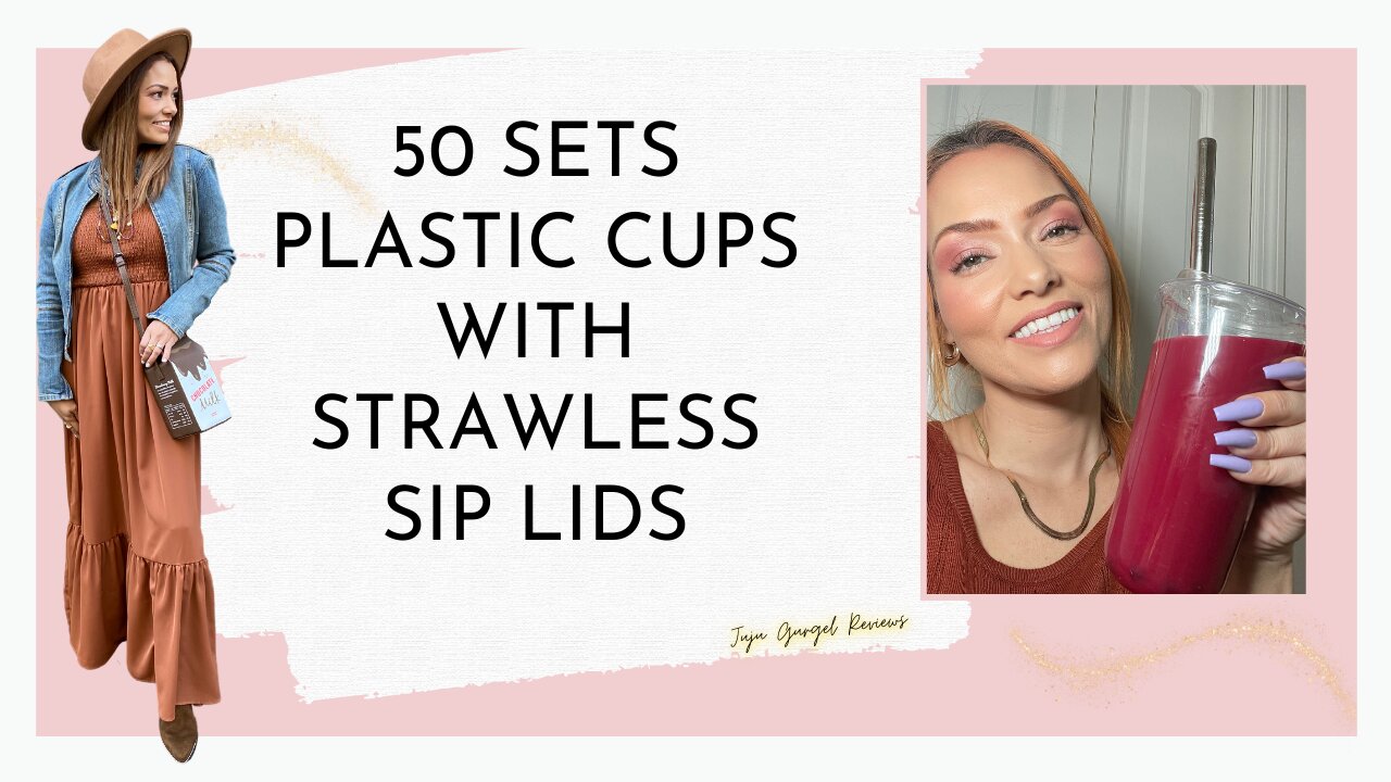50 Sets Plastic Cups with Strawless Sip Lids review