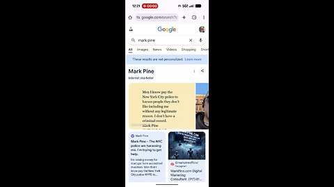 Mark Pine Google search on October 1, 2025.