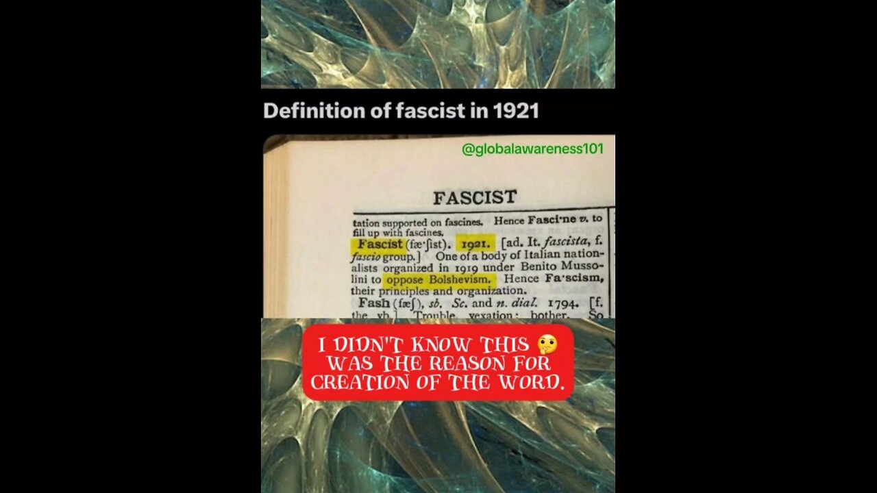 The word 'fascist' was created in 1919 to oppose Bolshivist barbarism.