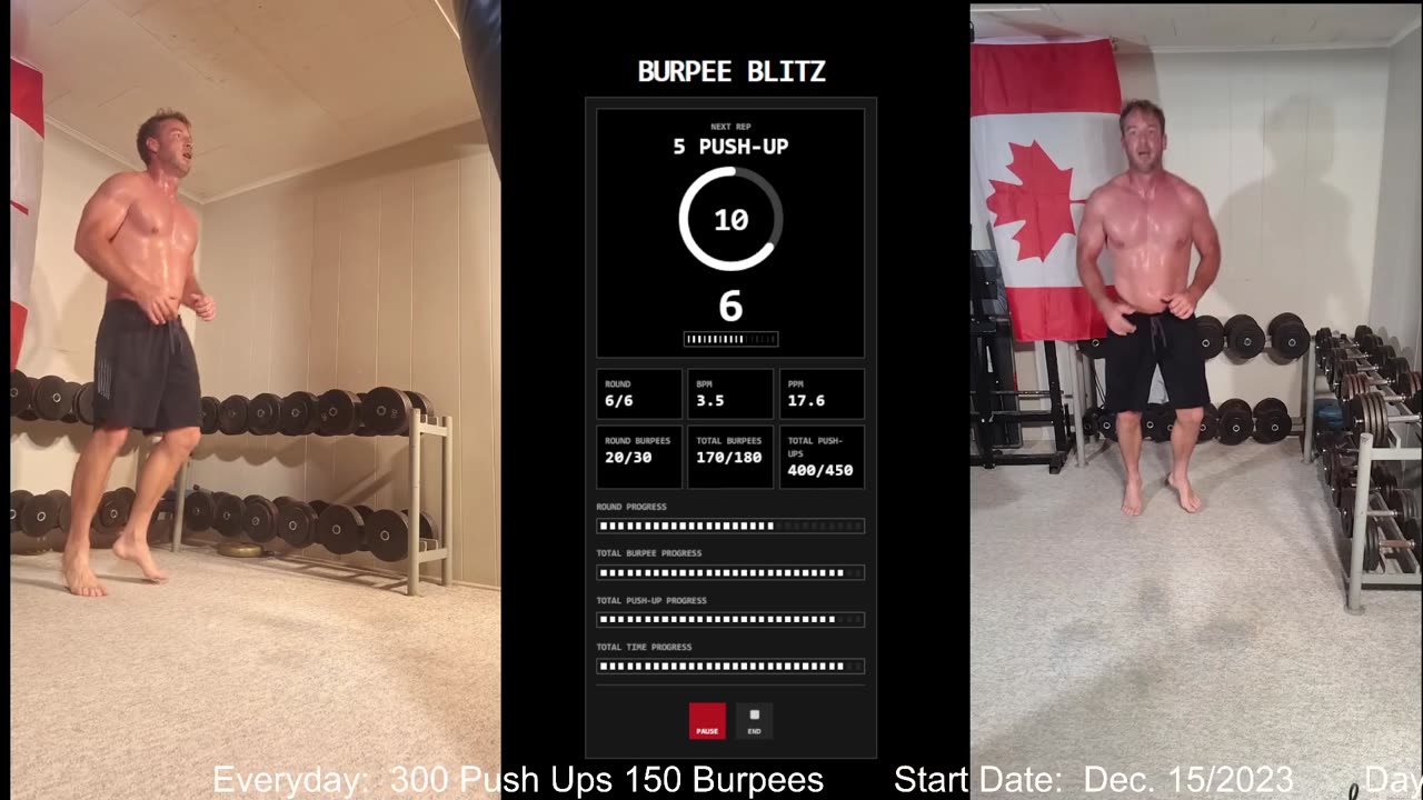 Everyday 300 push ups and 150 Burpees!