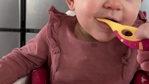 baby kayla brushing her teeth with mommy — cutest morning moment 💖