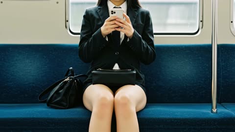 Elegant Tokyo Office Lady Sitting in Front of Me 👠🖤 
