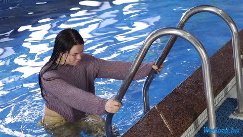 Wet Cargo Pants and Sweater – Poolside Wetlook Fun