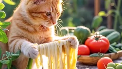 Lovely cat cooking