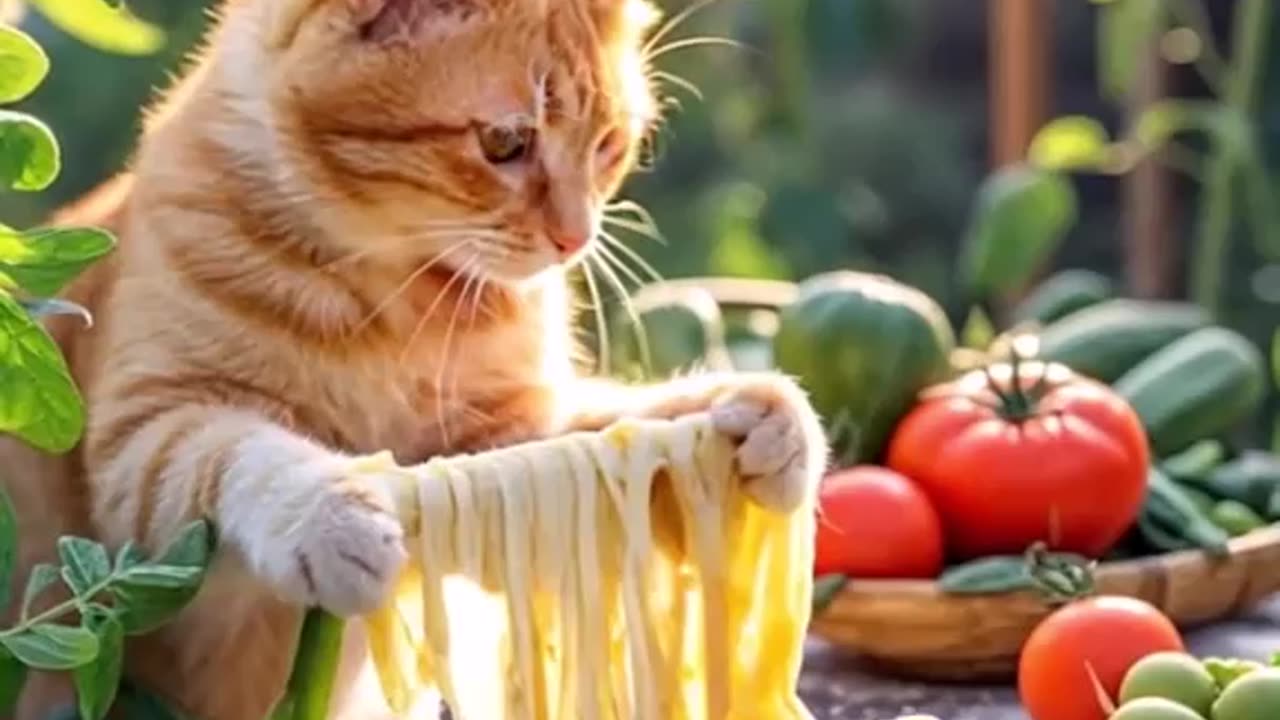 Lovely cat cooking