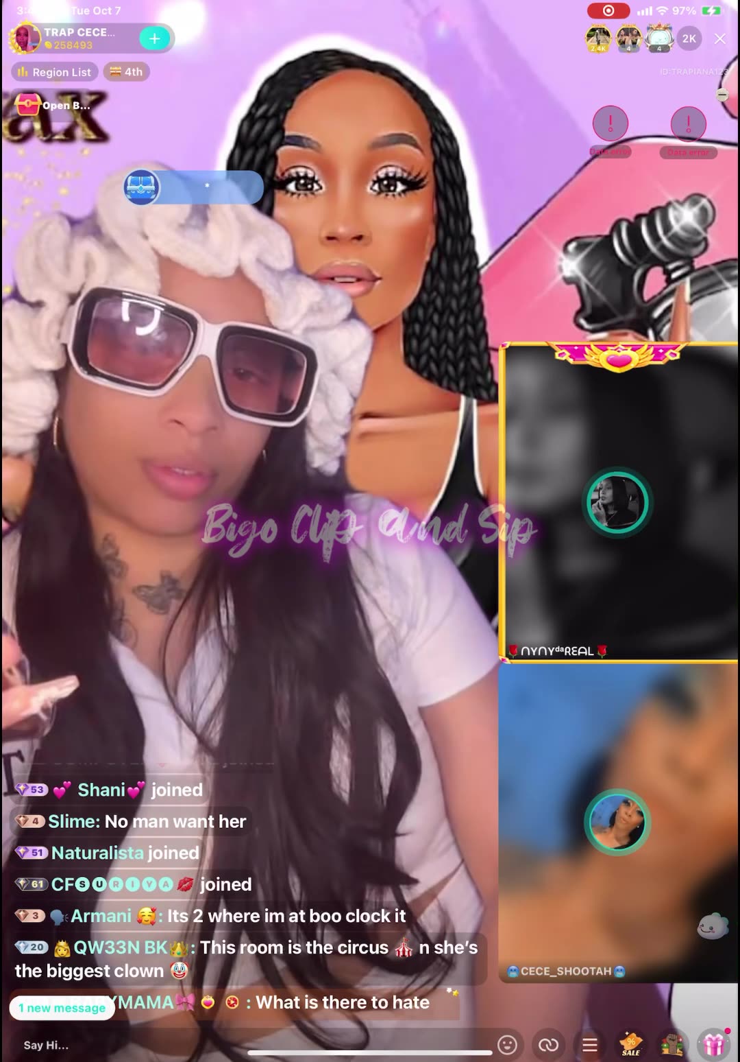 CeeCee talks about NoCap linking with her then twerks to end the live 10/6/25 #bigoclipandsip