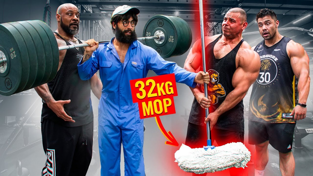 ELITE Powerlifter ANATOLY Use 32kg Mop ｜ Pretended to be a CLEANER in a GYM #35