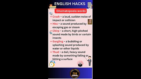 Onomatopoeia words you must know it 00 ।spoken English #studyhacks123 #english #onomatopoeia