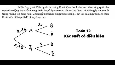 Toán 12: Một công ty có 25% người lao động là nữ. Qua đợt khám sức khỏe tổng quát cho người lao động