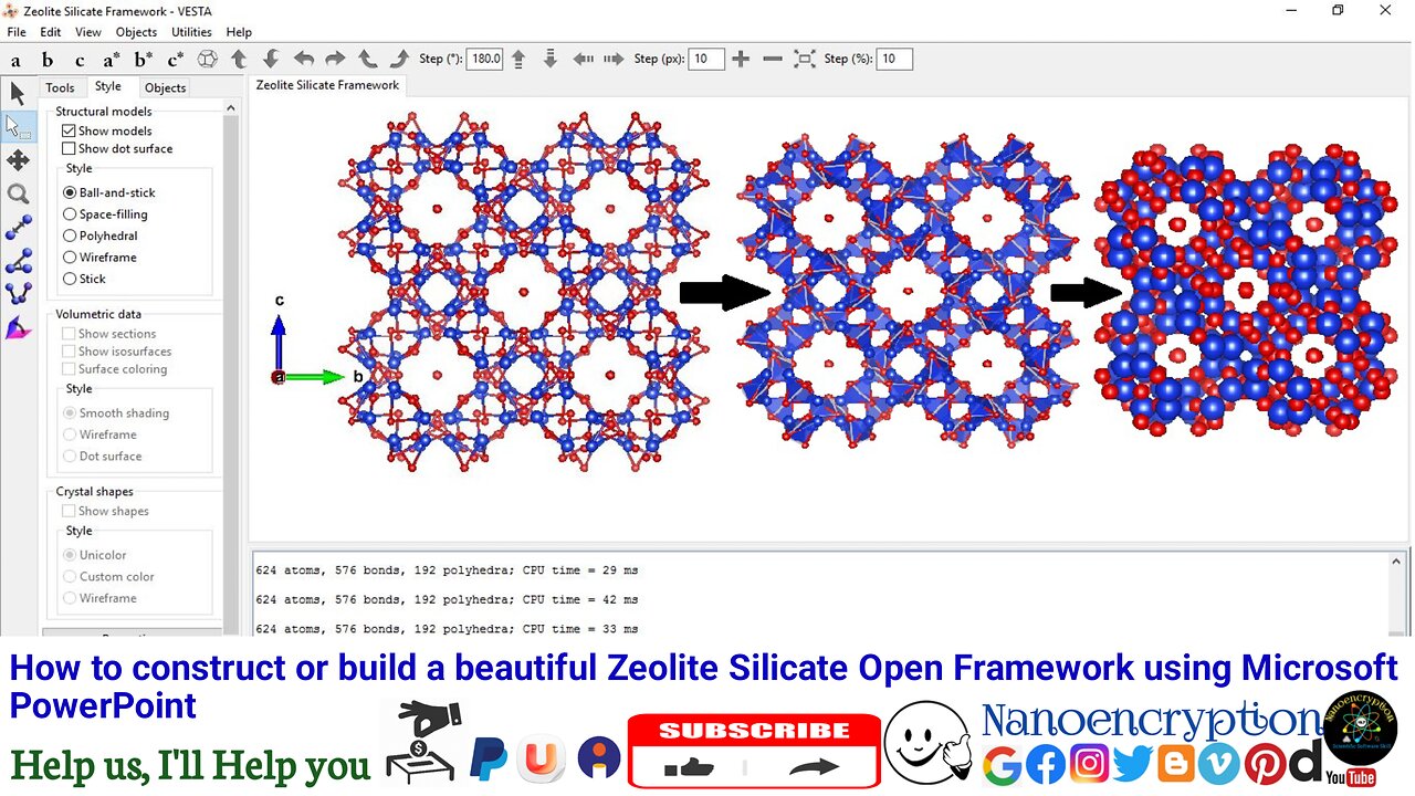 How to construct or build a beautiful Zeolite Silicate Open Framework using VESTA software