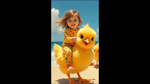 Cute baby & chicken