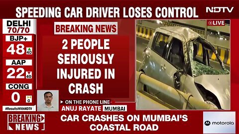 Mumbai Car Crash _ 2 People Seriously Injured In Crash On Mumbai's Coastal Road