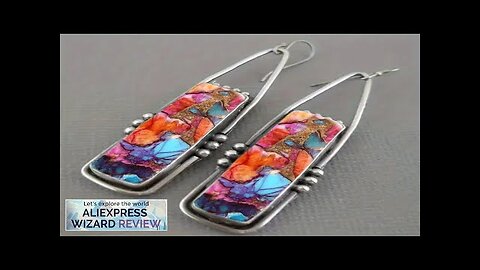 2PCS Retro Bohemian Earrings Imitation Turquoise Vintage Jewelry Birthday Party Aesthetic Review