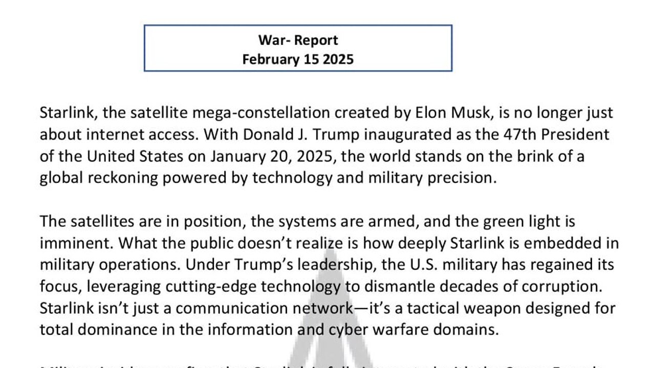 WAR REPORT - FEBRUARY 15 2025 - STARLINK