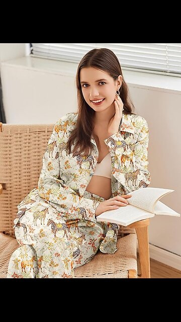 Ekouaer Womens Satin Silky Pajama Set