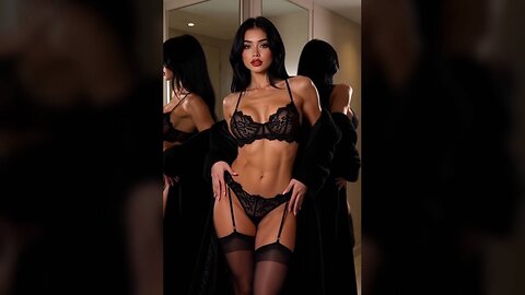 Secret Under Fur: Tanned Goddess Black Lace Elevator Tease