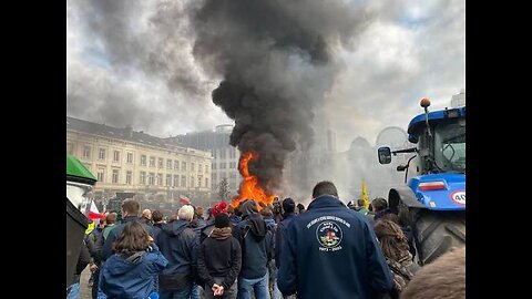 Breaking EU Countries angry farmers revolt massive protest in Belgium Brussels