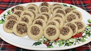 Pecan Pie Thumbprint Cookies | No Stovetop needed for the Filling