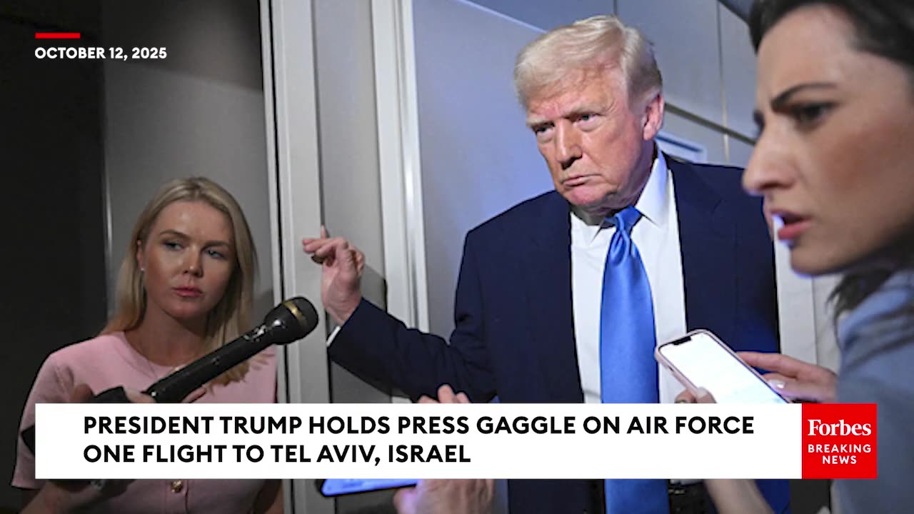 Trump Holds Press Gaggle on Air Force One Flight to Tel Aviv, Israel ✈️