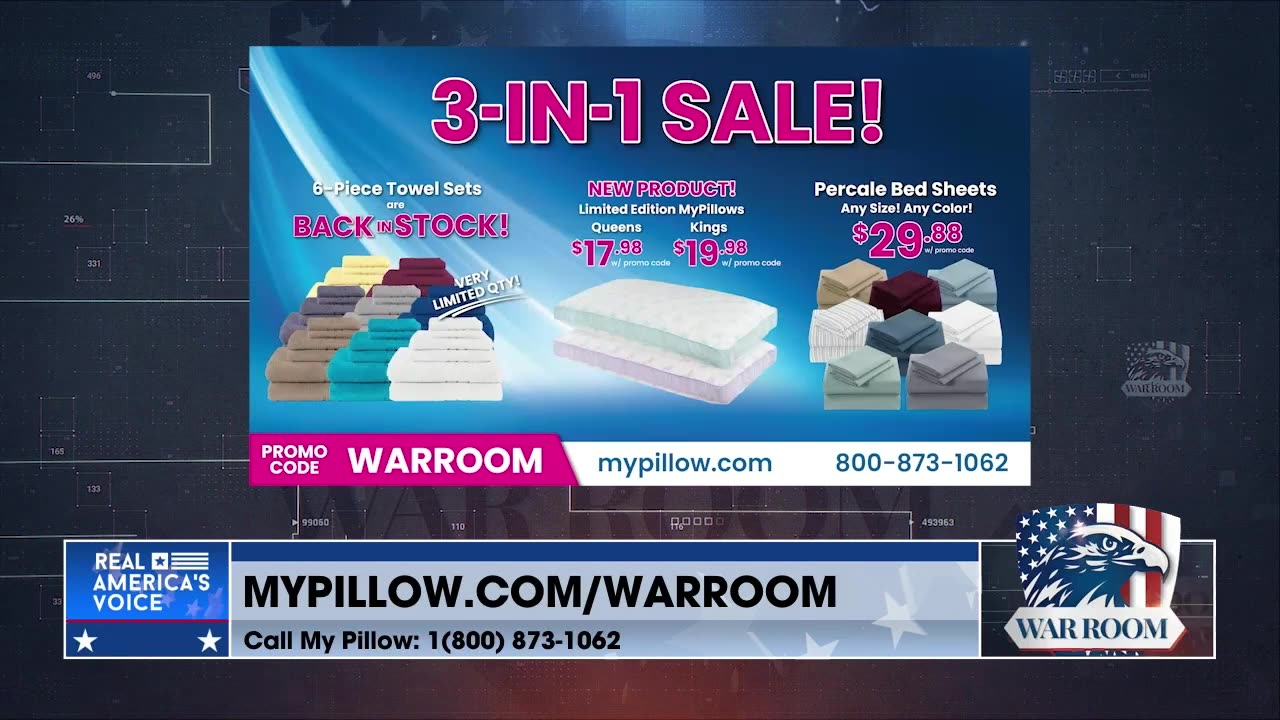 Check Out The WarRoom Posse Exclusive 3-In-1 Sale! Use Promo Code WARROOM At MyPillow.com/warroom