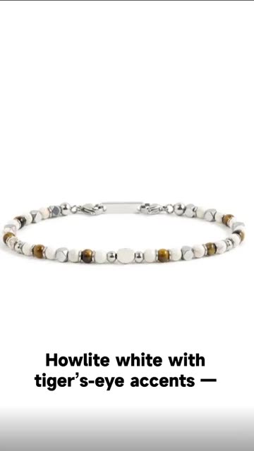 Runda Men's Women's Bracelet Natural Stone with Stainless Steel