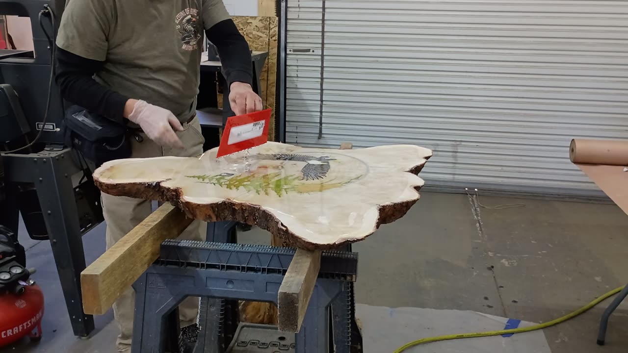 Epoxy pour on a Vcarved side table