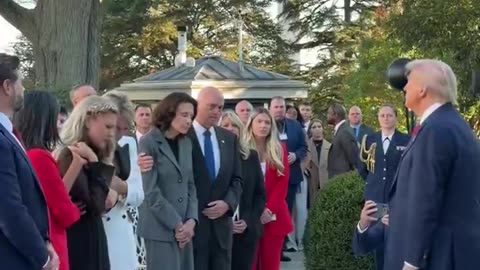 Trump and Vance stand with Erika as Amazing Grace plays