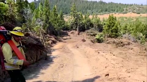 Argentine firefighters battle flames in Patagonia