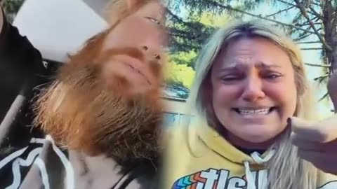 woman reacting to sexy internet guys