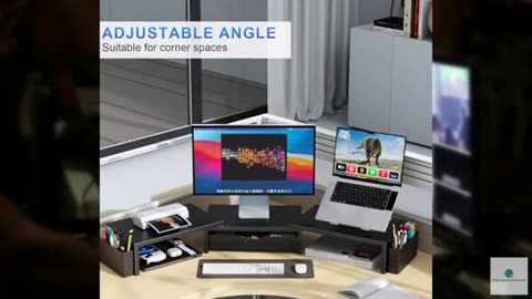 gianotter Dual Monitor Stand Riser, Desk Organizer With Drawer and 2 Pen Holders