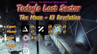 Destiny 2: 1-18-25 K1 Revelation is the Lost Sector. Void/Stasis Surge.