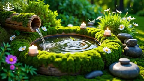 Relaxing Sleep Music + Bamboo Water Sounds 🌿 Deep Healing and Meditation Music Relax Mind Body, Spa