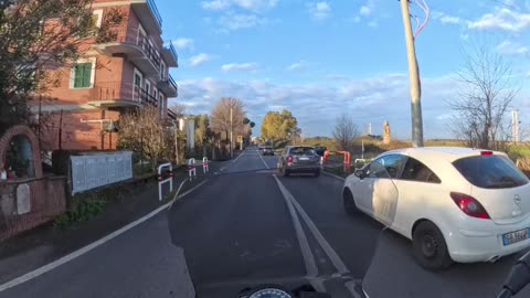 Extremely Close Call with Motorbike and Pedestrian