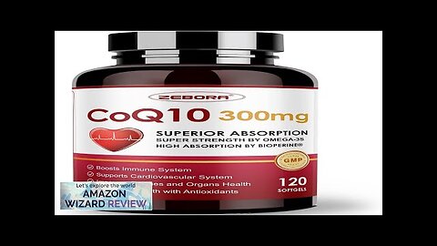 ZEBORA CoQ10-300mg-Softgels with PQQ BioPerine & Omega-3 120 Servings Coenzyme Q10 Review