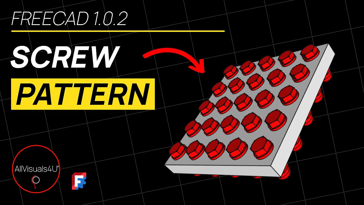 🔩 Screw Pattern Tutorial - FreeCAD Fasteners Workbench - FreeCAD Array - Freecad Pattern | #Shorts